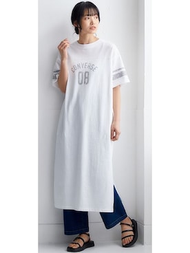 コンバース２５cm ワンピース CONVERSE（コンバース）の「【CONVERSE】Aライン 長袖ラグラン