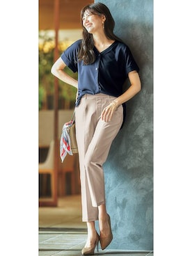 「首元ヌケ感」｜「アイテム（パンプス）」を使った、nissen Ladies Modelsさん（レディース・169cm）の春コーディネート