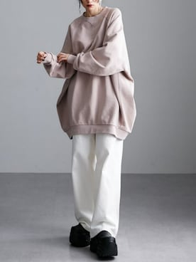 「オーバーサイズスウェット」｜nissen Ladies Modelsさん（レディース・154cm）の冬コーディネート