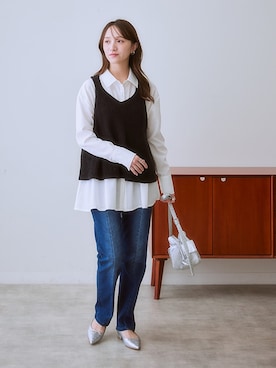 「アイテム（チュニック）」を使った、nissen Ladies Modelsさん（レディース・165cm）の秋コーディネート