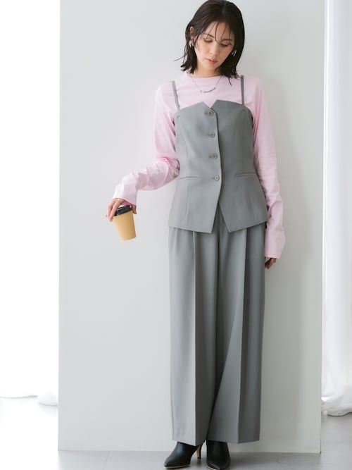 みさとさんコラボ】センタープレスタックワイドパンツ（しわになり