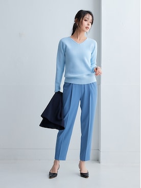 「nissen（ニッセン）の【褒められシルエット】テーパードパンツ（スラックス）」を使った、nissen Ladies Modelsさん（レディース・165cm）の秋コーディネート