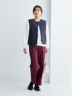 「アイテム（デニムパンツ、レッド系）」を使った、nissen Ladies Modelsさん（レディース・168cm）の秋コーディネート