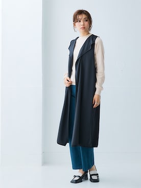 「ワイドパンツ」｜「アイテム（デニムパンツ、ピンク系）」を使った、nissen Ladies Modelsさん（レディース・166cm）の夏コーディネート