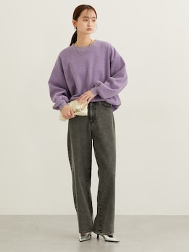 「アイテム（スウェット、パープル系）」を使った、nissen Ladies Modelsさん（レディース・169cm）の秋コーディネート