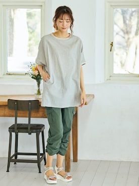 「pattok」｜「アイテム（チュニック）」を使った、nissen Ladies Modelsさん（レディース・169cm）の春コーディネート