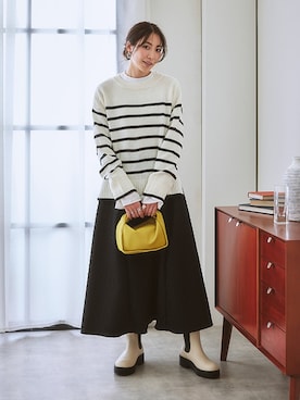 23aw 美品■23区■ウールカシミヤ パネルボーダー ショルダーボタン ニット 23aw 美品□23区□ウールカシミヤ パネルボーダー ショルダー