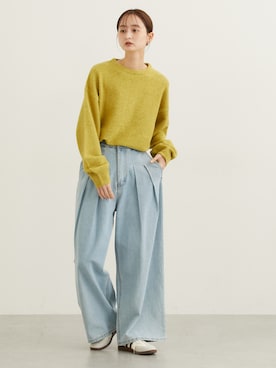 「nissen（ニッセン）のデニムタックバギーパンツ（デニムパンツ）」を使った、nissen Ladies Modelsさん（レディース・169cm）の秋コーディネート