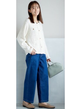 「nissen（ニッセン）の足当たり優しいビット付ローファーパンプス（低反発中敷）（ローファー）」を使った、nissen Ladies Modelsさん（レディース・167cm）の夏コーディネート