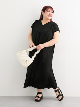 「大きいサイズレディースファッション」｜「アイテム（サンダル）」を使った、nissen Ladies Modelsさん（レディース・155cm）の夏コーディネート