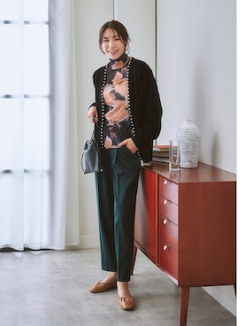 「nissen（ニッセン）の【褒められシルエット】テーパードパンツ（スラックス）」を使った、nissen Ladies Modelsさん（レディース・164cm）の夏コーディネート