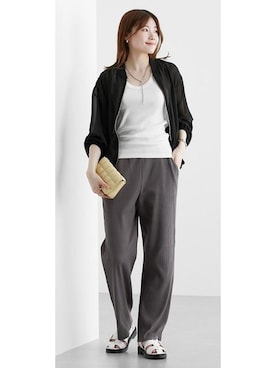 「レギュラー」｜「アイテム（ノーカラーコート）」を使った、nissen Ladies Modelsさん（レディース・167cm）の春コーディネート