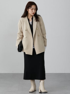 「首元ヌケ感」｜nissen Ladies Modelsさん（レディース・158cm）の冬コーディネート