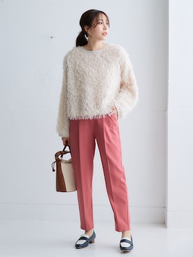 「nissen（ニッセン）の【褒められシルエット】テーパードパンツ（スラックス）」を使った、nissen Ladies Modelsさん（レディース・164cm）の夏コーディネート