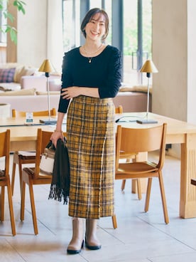 「nissen（ニッセン）のアイテム（Tシャツ/カットソー）」を使った、nissen Ladies Modelsさん（レディース・165cm）の秋コーディネート