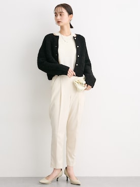 「nissen（ニッセン）の【褒められシルエット】テーパードパンツ（スラックス）」を使った、nissen Ladies Modelsさん（レディース・169cm）の秋コーディネート