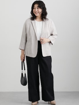 「大きいサイズレディースファッション」｜「アイテム（ジャケット/アウター）」を使った、nissen Ladies Modelsさん（レディース・163cm）の夏コーディネート