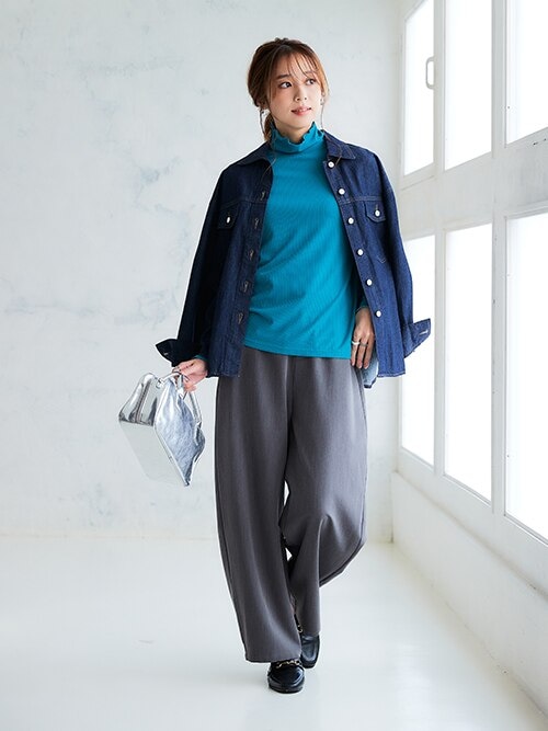 セール】細リブハイネックカットソートップス（Tシャツ/カットソー