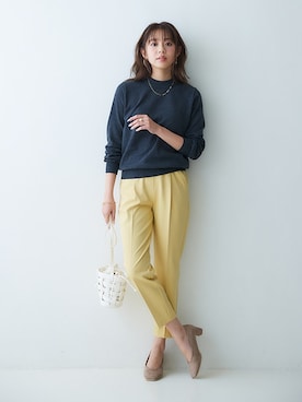 「nissen（ニッセン）の【褒められシルエット】テーパードパンツ（スラックス）」を使った、nissen Ladies Modelsさん（レディース・165cm）の夏コーディネート