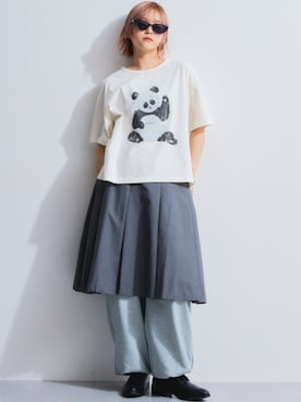 「レギュラー」｜「アイテム（スウェットパンツ）」を使った、nissen Ladies Modelsさん（レディース・160cm）の春コーディネート