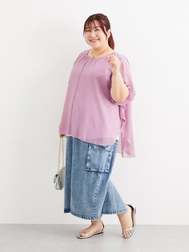 「ぽっちゃり」｜「アイテム（チュニック）」を使った、nissen Ladies Modelsさん（レディース・155cm）の夏コーディネート