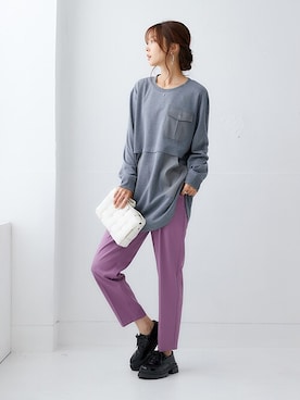 「nissen（ニッセン）の【褒められシルエット】テーパードパンツ（スラックス）」を使った、nissen Ladies Modelsさん（レディース・162cm）の秋コーディネート