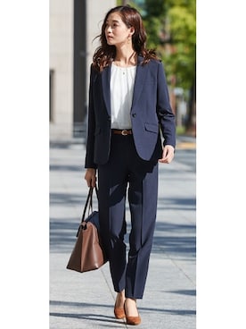 「スーツコーデ」｜nissen Ladies Modelsさん（レディース・168cm）の冬コーディネート