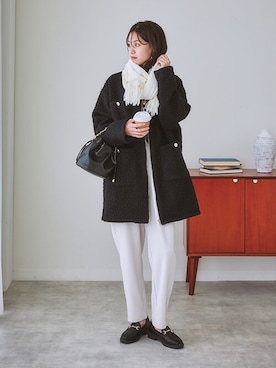 「レギュラー」｜「アイテム（ノーカラーコート）」を使った、nissen Ladies Modelsさん（レディース・166cm）の秋コーディネート