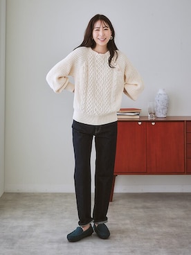 「アイテム（バレエシューズ、ブルー系）」を使った、nissen Ladies Modelsさん（レディース・164cm）の秋コーディネート