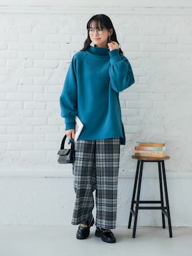 「アイテム（チュニック、グリーン系）」を使った、nissen Ladies Modelsさん（レディース・164cm）の秋コーディネート