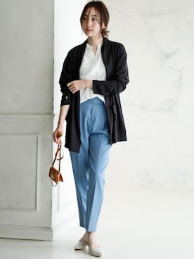 「nissen（ニッセン）の【褒められシルエット】テーパードパンツ（スラックス）」を使った、nissen Ladies Modelsさん（レディース・165cm）の春コーディネート