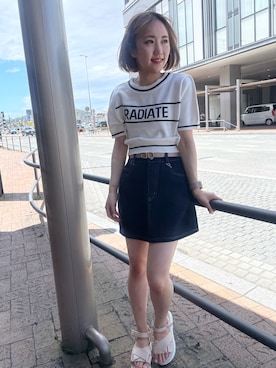 「ロゴニット」｜「アイテム（サンダル）」を使った、INGNI__tomokaさん（レディース・150cm）の夏コーディネート