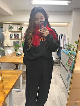 「マフラーコーデ」｜「アイテム（スラックス）」を使った、MIYUUさん（レディース・158cm）の秋コーディネート