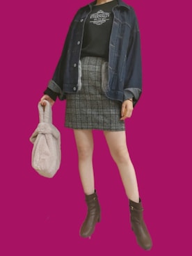 「Right-on（ライトオン）のアイテム（デニムジャケット）」を使った、楽々さん（レディース・160cm）の秋コーディネート