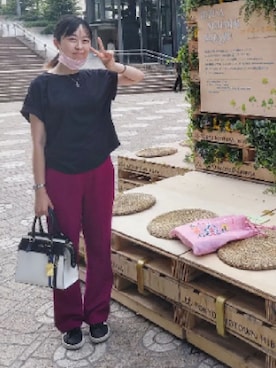 「Right-on（ライトオン）のアイテム（スラックス）」を使った、楽々さん（レディース・160cm）の夏コーディネート