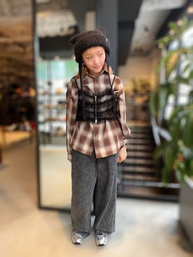 「アイテム（ニットキャップ/ビーニー）」を使った、ミカさん（レディース・155cm）の秋コーディネート