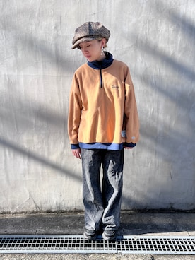 「アイテム（キャスケット）」を使った、ミカさん（レディース・155cm）の冬コーディネート