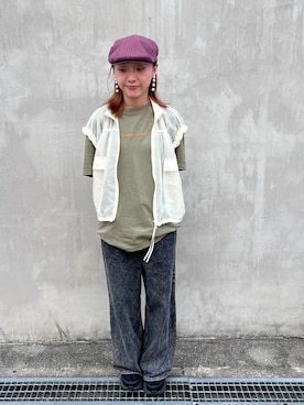 「アイテム（ハンチング/ベレー帽）」を使った、mika3399さん（レディース・155cm）の夏コーディネート