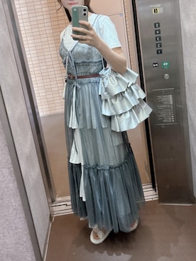 「SHEINのアイテム（Tシャツ/カットソー、ホワイト系）」を使った、yura196さん（レディース・164cm）の春コーディネート
