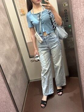 「SHEINのアイテム（サンダル、ブラック系）」を使った、yura196さん（レディース・164cm）の春コーディネート