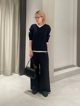 「アイテム（ヘアアクセサリー、ブラウン系）」を使った、とみーさん（レディース・157cm）の秋コーディネート