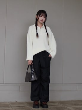 「LACOSTE（ラコステ）のアイテム（ニット/セーター）」を使った、moeさん（レディース・164cm）の秋コーディネート