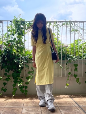 「アイテム（ワンピース/ドレス、イエロー系）」を使った、moeさん（レディース・164cm）の夏コーディネート