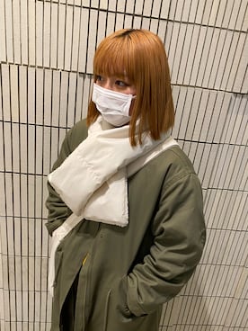 「GU（ジーユー）のアイテム（モッズコート）」を使った、杏さん（レディース・155cm）の冬コーディネート
