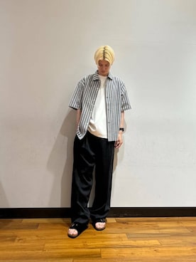 「ATON（エイトン）のアイテム（パンツ）」を使った、鎌田　真平さん（メンズ・172cm）の夏コーディネート