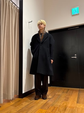 「アイテム（チェスターコート）」を使った、鎌田　真平さん（メンズ・172cm）の冬コーディネート