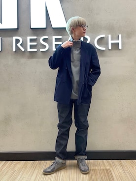 「ジャーマントレーナー」｜「アイテム（その他アウター）」を使った、鎌田　真平さん（メンズ・172cm）の春コーディネート