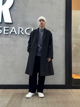 「アイテム（チェスターコート、グリーン系）」を使った、鎌田　真平さん（メンズ・172cm）の冬コーディネート