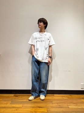 「URBAN RESEARCH（アーバンリサーチ）のTeya　TATOO T-SHIRTS（Tシャツ/カットソー、ホワイト系）」を使った、鎌田　真平さん（メンズ・172cm）の夏コーディネート