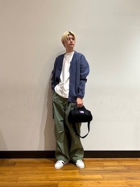 「アイテム（カーディガン/ボレロ）」を使った、鎌田　真平さん（メンズ・172cm）の春コーディネート